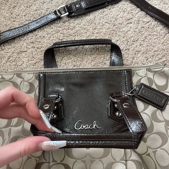 coach brown satchel tote crossbody shoulder bag - Picture 11 of 17